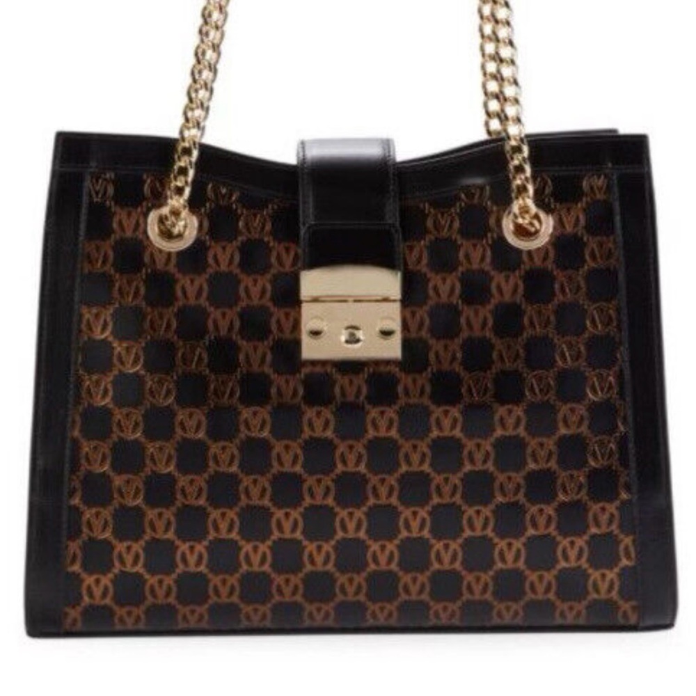 Valentino by Mario Valentino Monogram Chain Handle Signature Bag